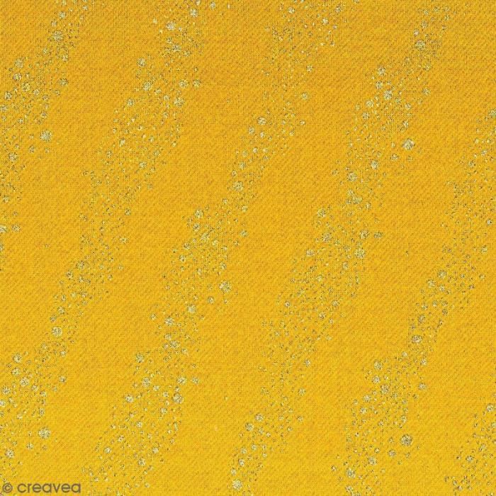 Tissu Molleton sweat à la coupe - Bulles brillantes sur fond Jaune moutarde - Par 10 cm