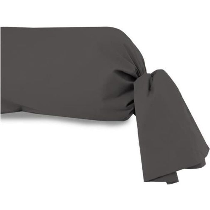 Taie de traversin 45x205 cm en coton 57 Fils SOLEIL D'OCRE anthracite. Cette taie de traversin unie de qualité en pur coton est une