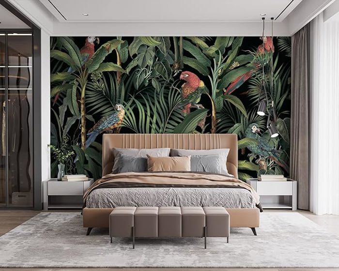 Papier Peint Jungle 350x256cm style 3D Jungle Tropiques Palmiers ...