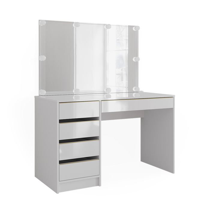 Vicco Coiffeuse Sherry, Anthracite/chêne doré, 90 x 75 cm avec miroir LED