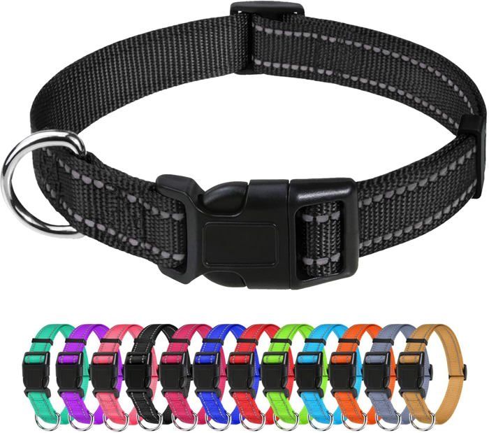 Comparer les prix de Collier pour Chien, Collier en Nylon Réfléchissant Réglable Classique Convient pour Petit Chiens, Noir, 2.5cm Largeur (M, 35-50cm)