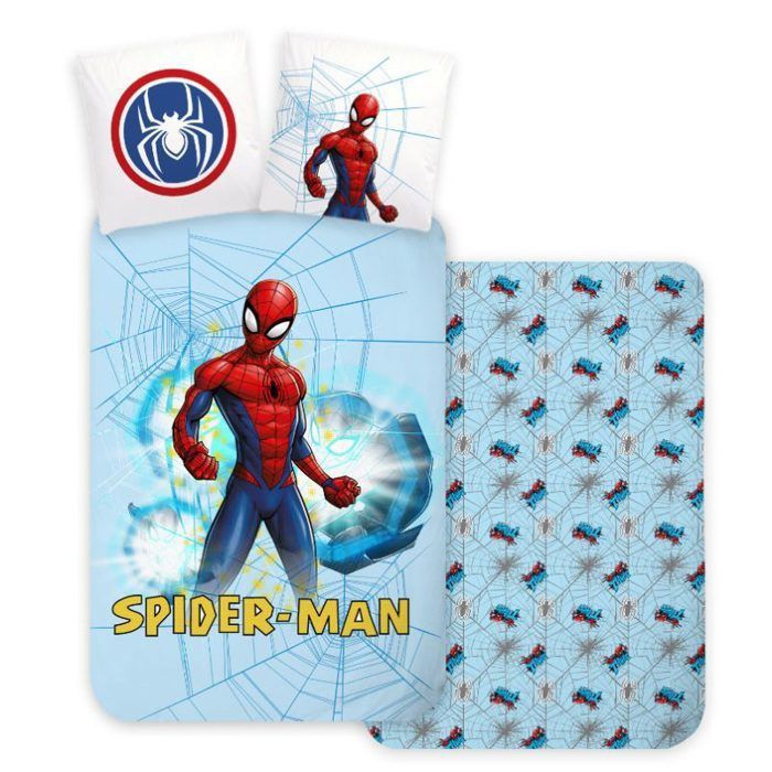 Parure de lit enfant Spiderman Bleu Clair 100×135 cm 40×60 cm