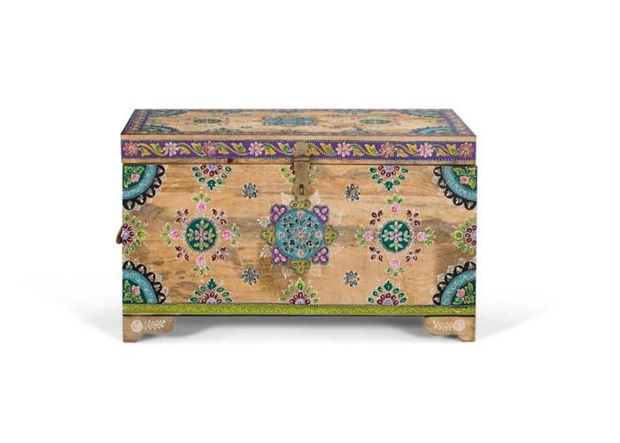 Coffre en bois massif - GINER Y COLOMER - 81 cm - Multicolore - Finition aspect bois Coffre en bois massif - GINER Y COLOMER - 81 cm - Multicolore - Finition aspect bois