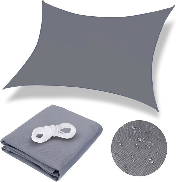Voile D'ombrage Rectangulaire 6.5 X 9 M Imperméable Voile Ombrage