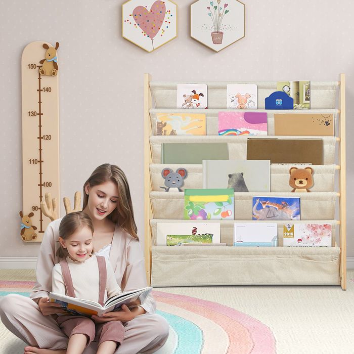 SUPFINE Bibliothèque Enfant Étagère à Livres pour Enfant Étagère de Rangement pour Chambre d’Enfant Porte-revues 75*30*76cm