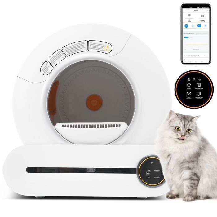 Comparer les prix de Litière automatique pour chat de 65 litres - Nettoyage automatique s’adapte à différents types de déchets efficace pour