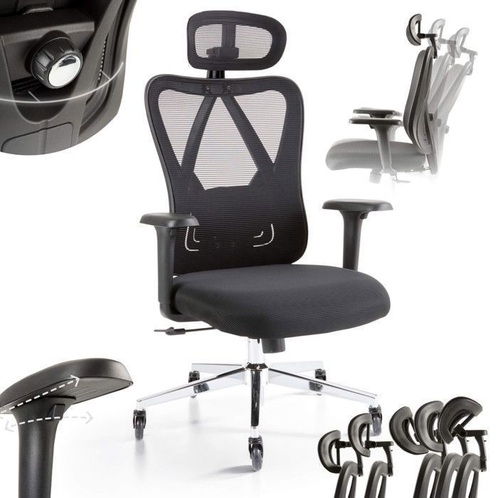AREBOS Chaise de bureau ergonomique chaise de bureau avec appuie-tête réglable AREBOS Chaise de bureau ergonomique chaise de bureau avec appuie-tête réglable