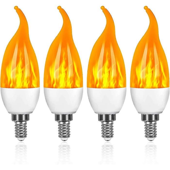 Ampoule LED E14 3 W flamme 3 modes déclairage 1 800 K éclairage décoratif vintage lot de 4