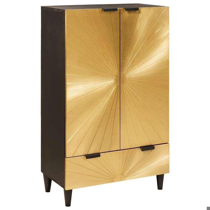Moderne Commode meuble de rangement - Bahaut Meuble dappoint avec tiroir Noir et or 60 x 33.5 x 100 cm@FR(21847）