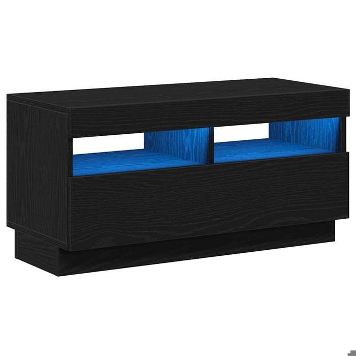 “RabaisMeuble TV/Armoire salon - Banc TV - KENNETH - Noir 80 x 35 x 40 cm Bois dingénierie Août924439