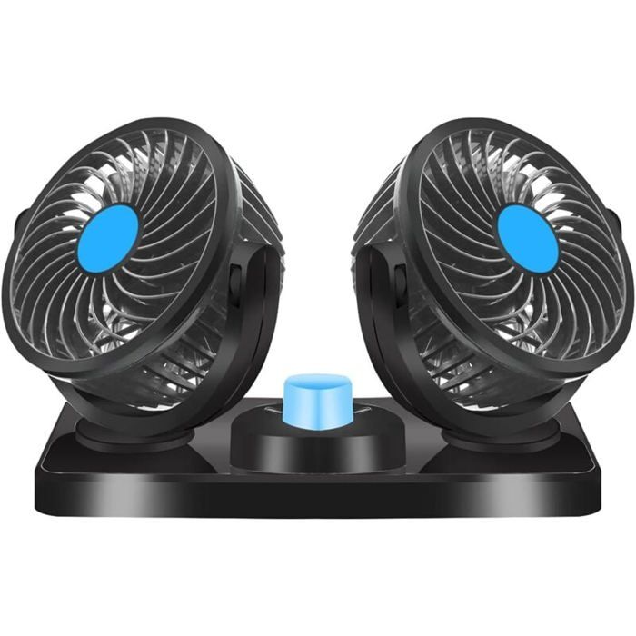 Ventilateur à double tête 12v ventilateur de refroidissement électrique à double tête rotation à 360 ° 2 vitesses sadapte à tou - Ayxhy