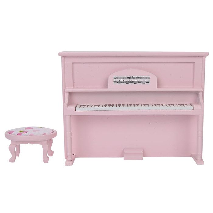 Qiilu Dollhouse Grand Piano Mini piano à queue en bois de simulation avec tabouret pour Qiilu Dollhouse Grand Piano Mini piano à queue en bois de simulation avec tabouret pour