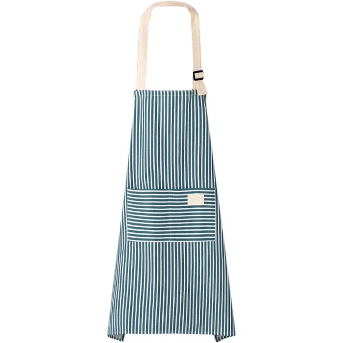 Kit Tablier Rayé Noir & Blanc + Toque Chef - 85x62 Cm Imperméable, Poches, Anti-Huile, Idéal Cuisine Maison & Pro