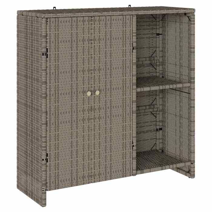 Gris Armoire de rangement CLARENCE cabinet moderne avec stockage Gris 100 x 36 x 102 cm Rotin LV1796
