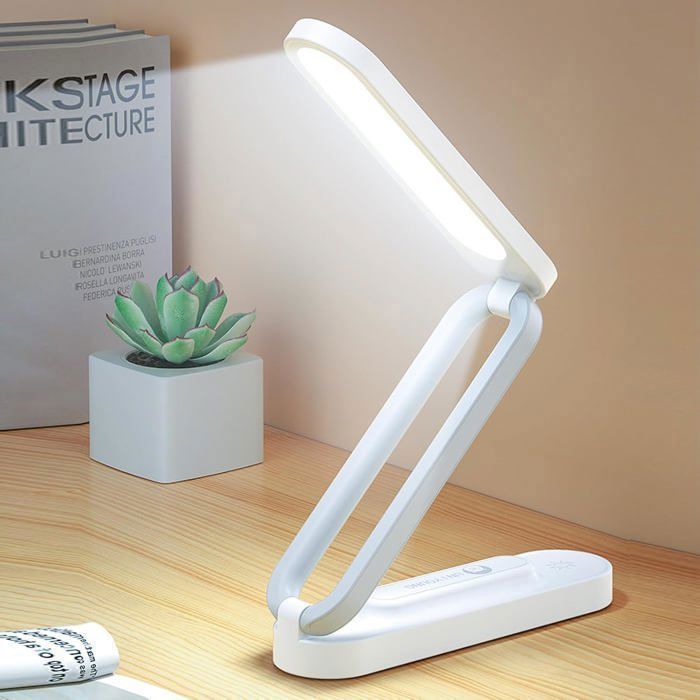 Lampe Bureau LED Rechargeable Pliable 3 Intensités Luminosité Variable Portable pour Lecture Maison Bureau SANS Fil