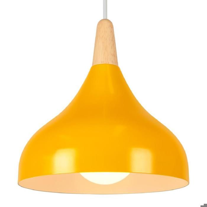 WOTTES 1 x Lustre Suspension Rétro Luminaire Moderne Style Goutte Chapeau Plafonnier E27 Métal Jaune brillant pour Salon