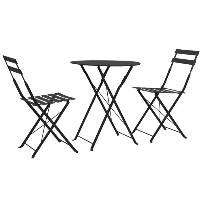 Automne/hiver Noir Ensemble de bistro 3 pcs Acier Noir - Hauteur:71cm DEC6013937