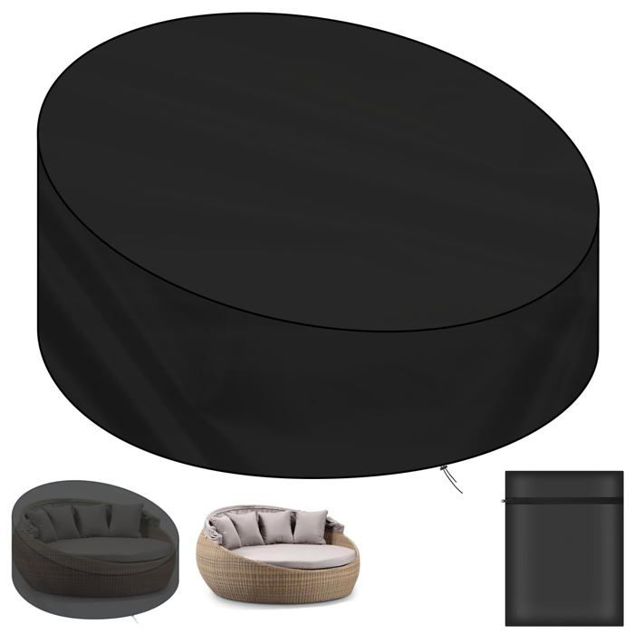 Housse canape lit rond 190x90x50cm imperméable - 1 pièce beige 190x90x50cm - protection canape lit jardin exterieur - can Lumiryn