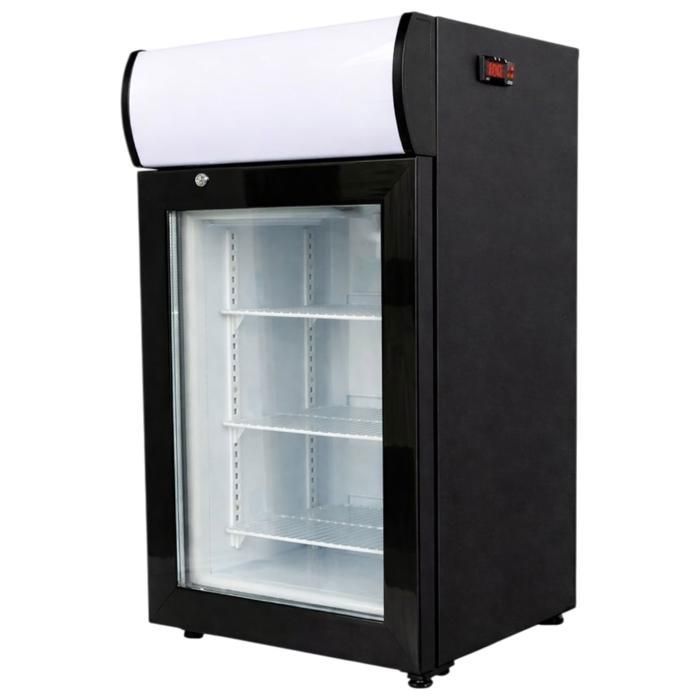 Mini congélateur vitré 50L avec canopy - -18°C - froid ventilé - 3 étagères - vitrine surgelés - Pesage Mb