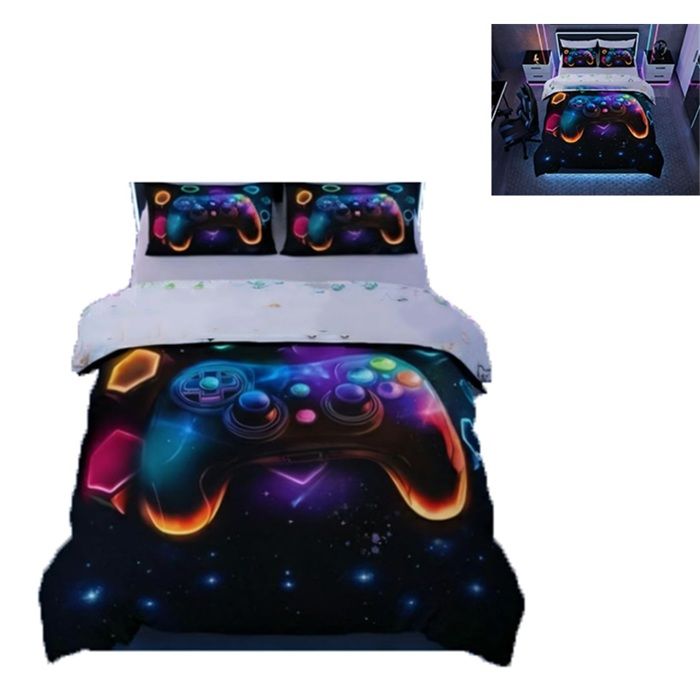 PARURE DE COUETTE Housse de Couette Garcon Gaming Parure de Lit Gamer 2 Personne pour Enfant Adolescent 3D Console de Jeu Moderne PARURE DE COUETTE Housse de Couette Garcon Gaming Parure de Lit Gamer 2 Personne pour Enfant Adolescent 3D Console de Jeu Moderne