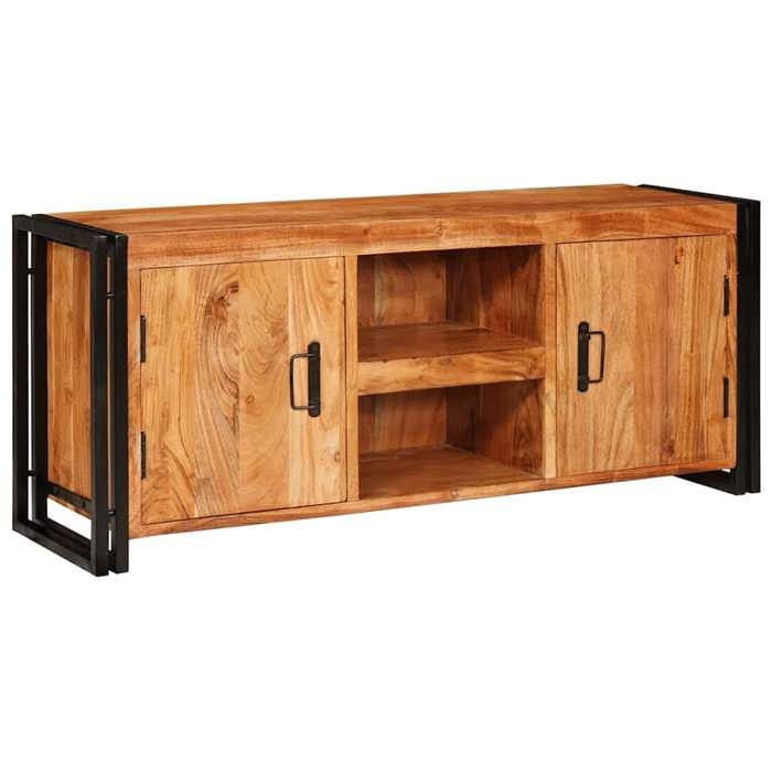 SWEETY@Meuble TV élégant - ZENCORE - Support téléviseur/commode hifi/ARMOIRE TV Marron 120x33x50cm Bois dacacia massif M99788