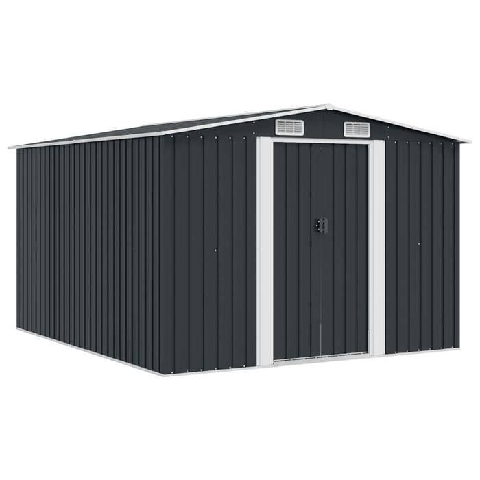 Abri de Jardin Métallique Grande Capacité 257x298 cm Portes Coulissantes