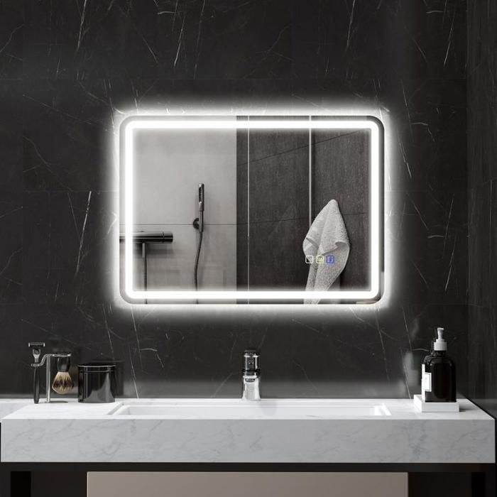 Miroir de salle de bain lumineux 50x70 cm miroir mural LED avec fonction musique Bluetooth interrupteur tactile fonction mémoire