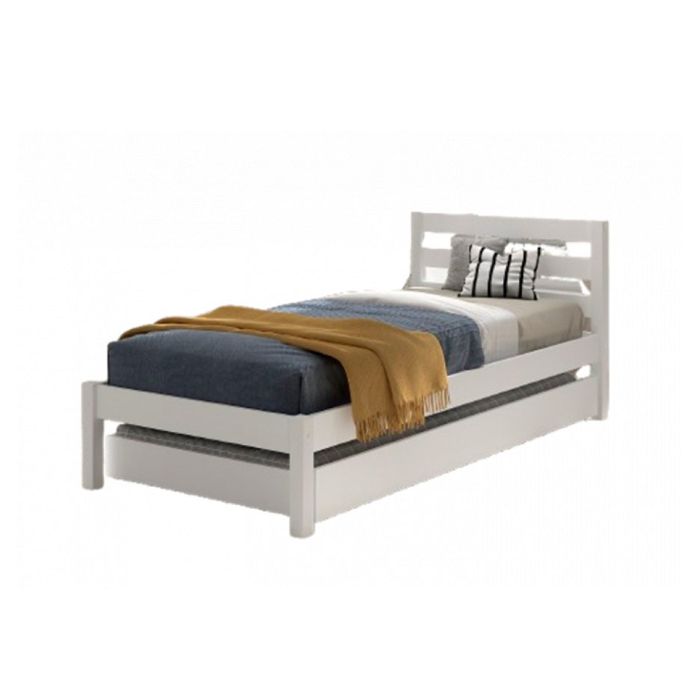 Lit simple - VIPACK - PINO - 90x200 cm - blanc - sommier à lattes roulantes & tiroir-lit Lit simple - VIPACK - PINO - 90x200 cm - blanc - sommier à lattes roulantes & tiroir-lit