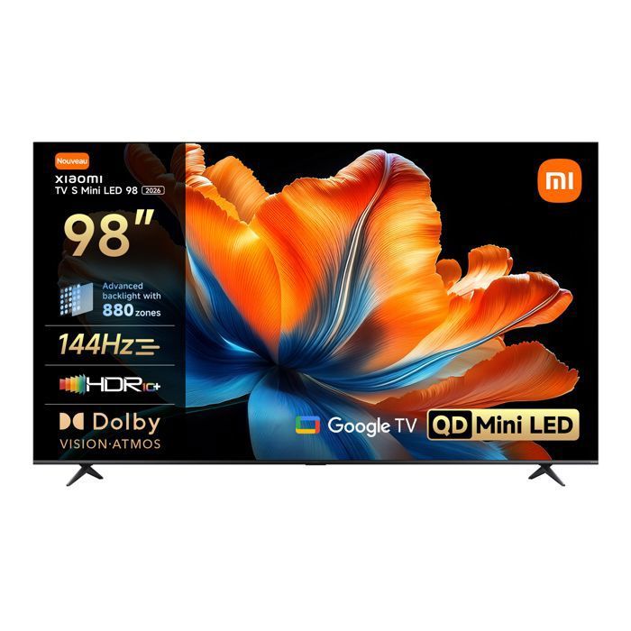 Xiaomi TV S Mini LED 98 (216 cm) QLED Mini LED Dolby Vision+Dolby Atmos 144Hz avec 288Hz Game Boost Mode MEMC Google TV MEMC