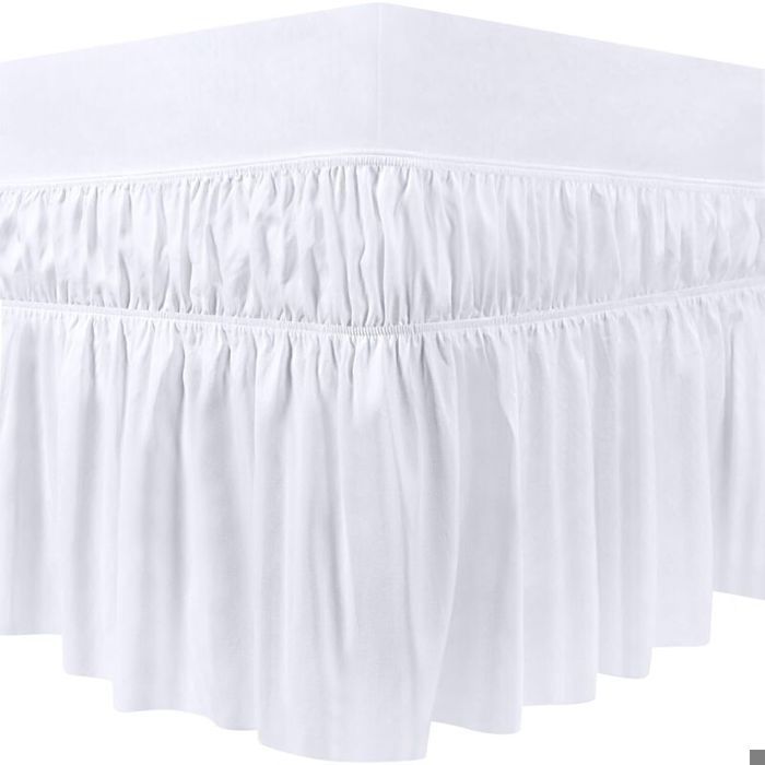 Valance Sheet Double - 150 x 200 cm - Easy Wrap Around Elastic Bed Skirt - Soft Brushed Polyester Microfiber Bed Ruffle with a Dro