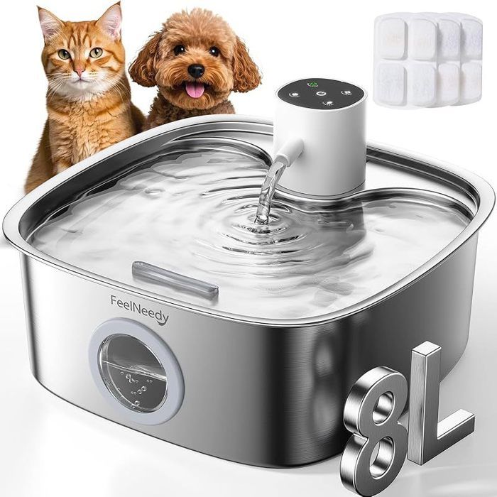 8L Fontaine a Eau Chat sans Fil Batterie 5000mAh Fontaine à Eau Chien avec 3 Filtres Distributeur Eau Chien avec Radar Detecteur