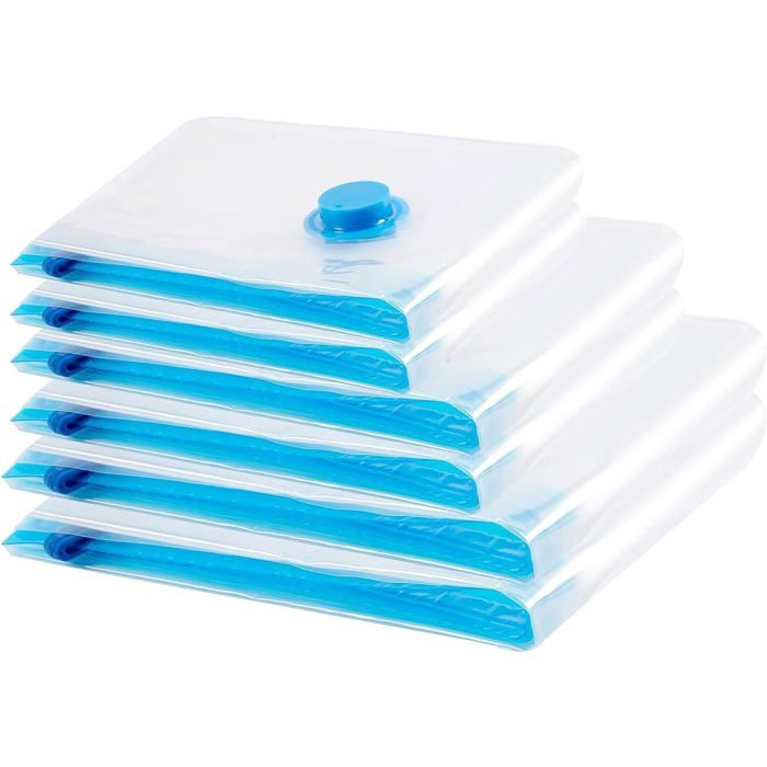 Sacs sous vide 6 pcs XL/L/S (100x80/80x100/60x40) compression réutilisable vêtements couettes voyage