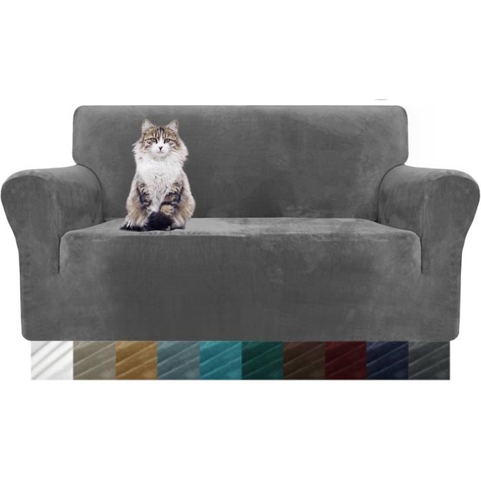 Housse De Canapé En Velours 2 Places Housses De Causeuse Antidérapantes Extensibles Pour Salon Chat En Peluche Love Seat Hou[BI95]
