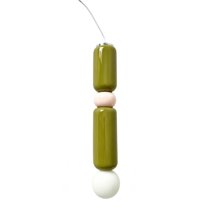 Suspension intérieur céramique et verre Ø8cm kaki - Loly Suspension intérieur céramique et verre Ø8cm kaki - Loly