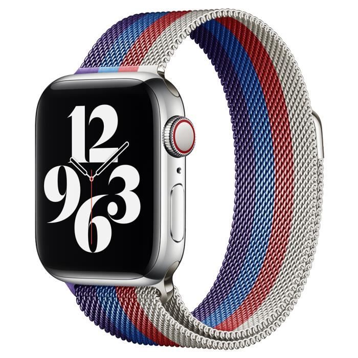 42mm 44mm 45mm Bleu et violet Bracelet milanais pour Apple watch, en  acier inoxydable, en métal, iwatch s