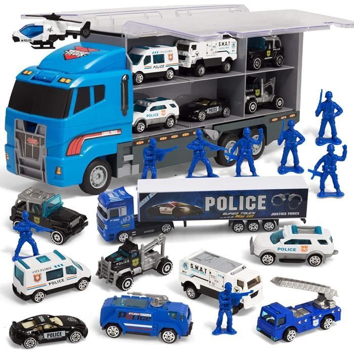 10 en 1 Moulé Camion de Sauvetage de la Police Jeu de Jouets pour Mini  Véhicules de Police dans Un Camion Porteur - Cdiscount Jeux - Jouets