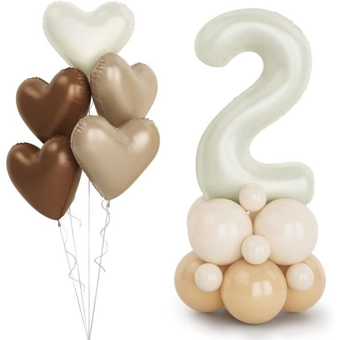 40 Pouces Crème Ballon Chiffre 2,Ballon Numéro 2,2 Ans Age Beige Hélium  Ballon Anniversaire,Ballon Sable Blanc Pour Garçon[u502] - Cdiscount Maison