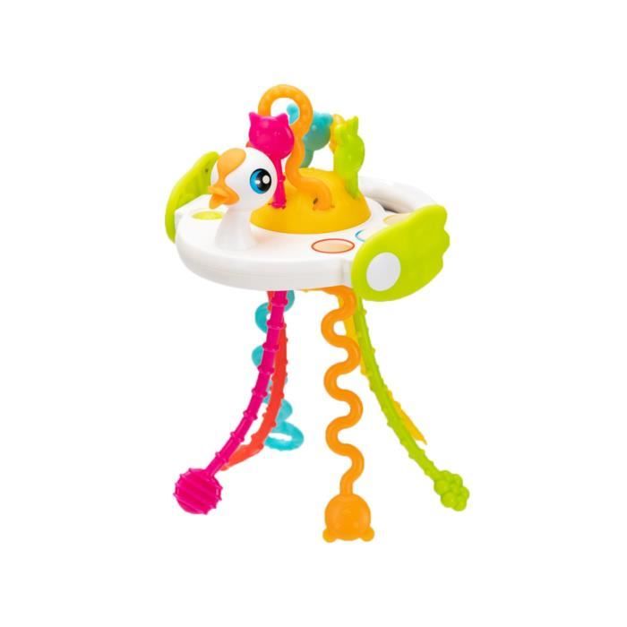 Funmo Jouet Bébé 1 An – Corde à Tirer Sensoriel Montessori, Dentition & Voyage, Silicone Alimentaire, Cadeau Anniversaire Fille Garçon 6-18 Mois (Carotte)