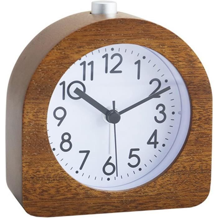Réveil Fort En Bois Avec écran LED - 12 Sonneries, 5 Niveaux Volume Et Luminosité - Fonction DST Manuelle - Hêtre - Pour Dormeurs Profonds