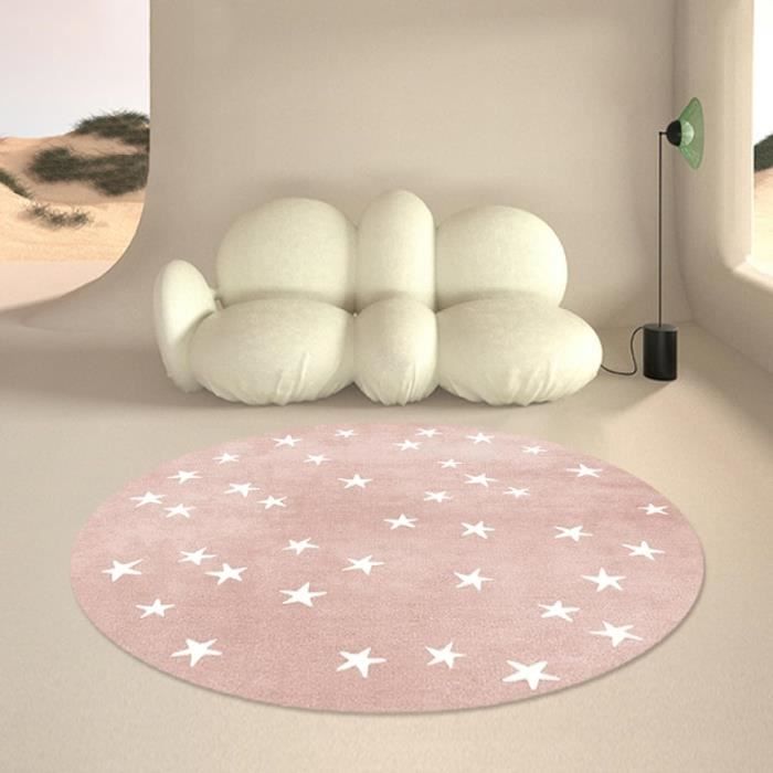 Tapis Rond Pour Chambre Enfant - 120 Cm De Diamètre, Polyester Doux, Lavable En Machine, Design Zoo Moderne (couleur Beige)