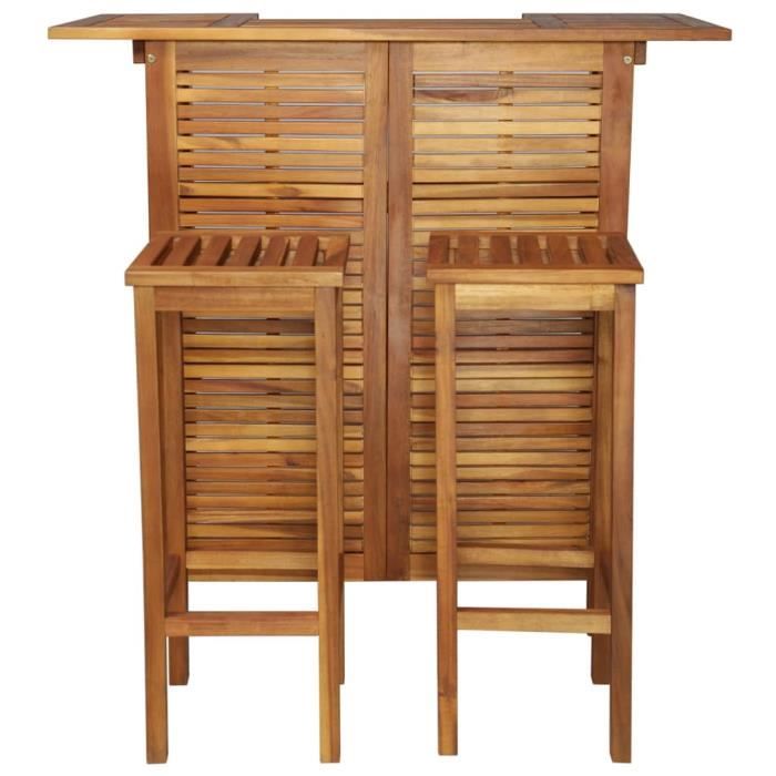 table et chaises de bar - qim - bois d'acacia massif - finition huilée - pour intérieur et extérieur