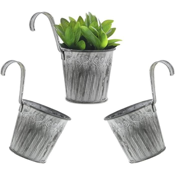 Lot De 4 Pots De Fleurs à Suspendre En Métal Colorés 27,5cm Avec Crochet Amovible - Décoration Balcon Et Intérieur