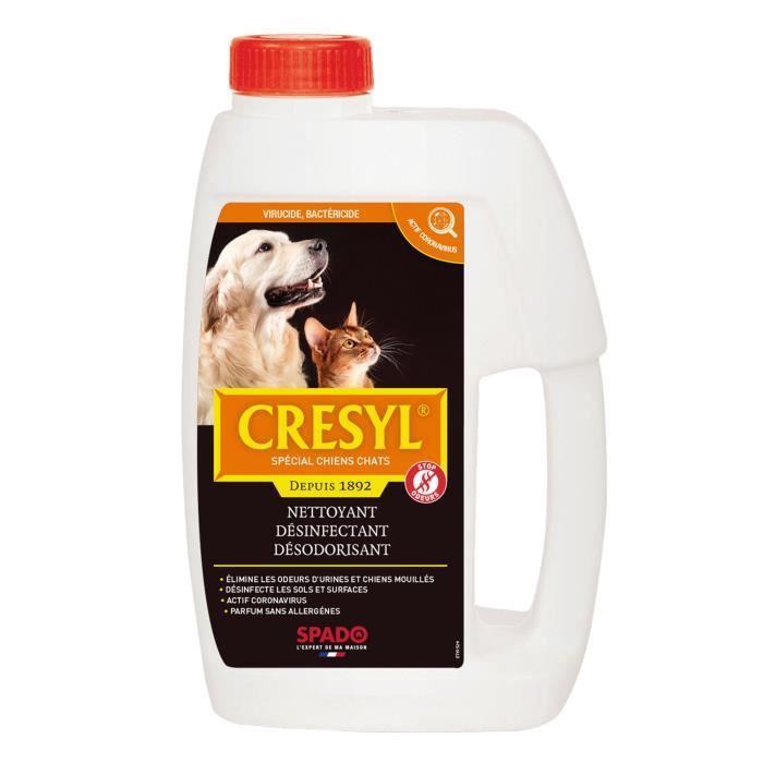 Nettoyant désinfectant pour chien et chat - SPADO - Cresyl - Élimine odeurs - Bactéricide et Virucid