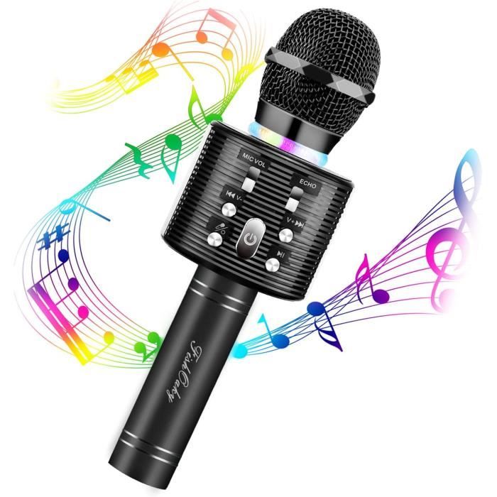 Microphone Karaoké Bluetooth, 4 en 1 Micro Enfant pour Chanter Fille Garcon  Avec Lumières LED Enregistrement Micro Sans Fil Co[727] - Cdiscount TV Son  Photo