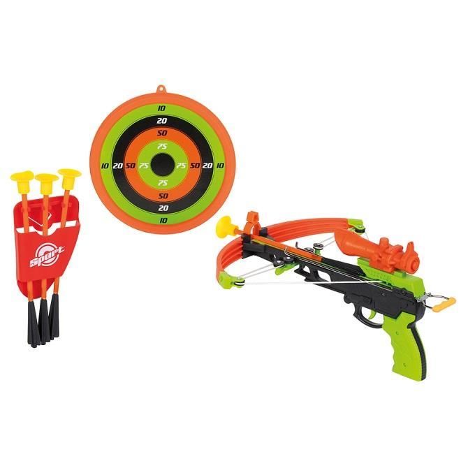 Set enfant Arbalete arc 4 fleches ventouse cible 20 cm etui Jeu de