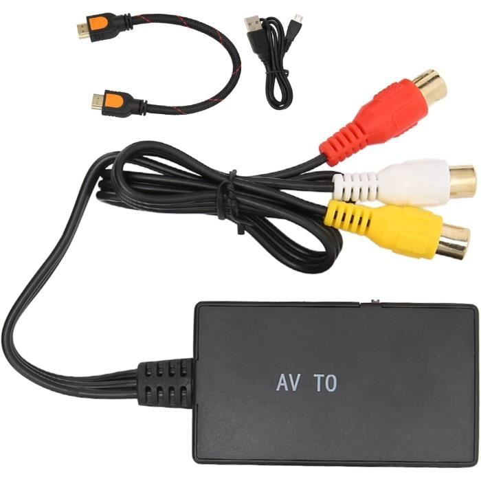Adaptateur RCA vers HDMI, Adaptateur vidéo Mini AV vers HDMI Convertisseur  Compatible 1080P Converter-Noir - Cdiscount Informatique
