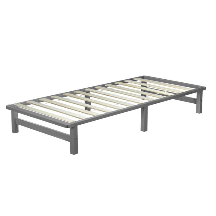 Lit en palette 90x200 cm Lit en bois massif Gris Meuble en palette Lit en bois Lit futon
