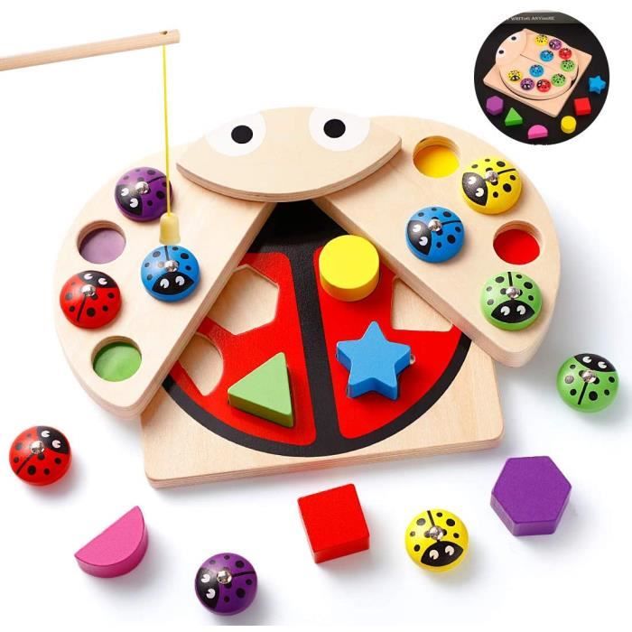 Bois Hexagone Puzzle(2pcs),Jouets de Géométrie,Puzzle Jouet Pour Enfants,Forme Bloc CasseTête