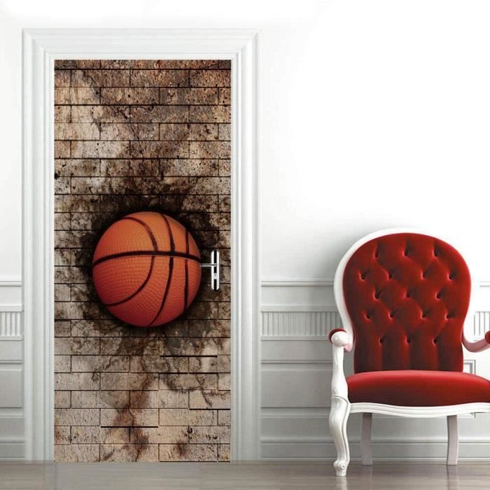 Sticker Porte Trompe-l'œil 3D - Motif Flamme Ou Guitare - Dimensions 77 X 200 Cm - En Vinyle PVC Imperméable - Autocollant Pour Porte Lisse (salon, Chambre, Cuisine)