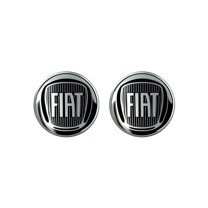 Autocollant 3D Fiat Officiel Logo Noir, Diamètre 12 mm, 2 Pièces